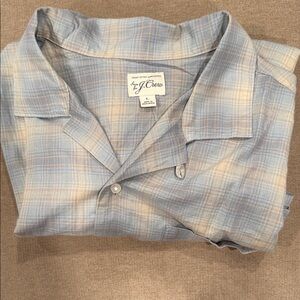 J. Crew Men's Light Blue and Beige Plaid Shirt